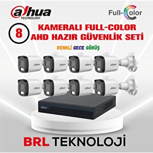 8 Kameralı 30 Metre Renkli Gece Görüşlü Full Hd Güvenlik Kamera Seti