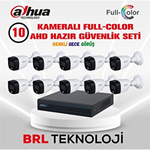 10 Kameralı Renkli Gece Görüşlü Full Hd Güvenlik Kamera Seti