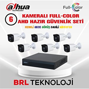 6 Kameralı 40 Metre Renkli Gece Görüşlü Fullhd Dahili Mikrofonlu Kamera Seti