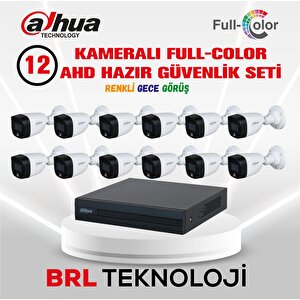 12 Kameralı Renkli Gece Görüşlü Full Hd Güvenlik Kamera Seti