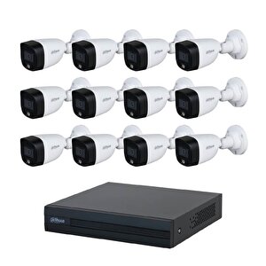 12 Kameralı Renkli Gece Görüşlü Full Hd Güvenlik Kamera Seti