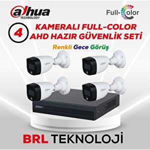 4 Kameralı Renkli Gece Görüşlü Full Hd Güvenlik Kamera Seti
