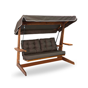 VİVA 2200 FSC Mix Credit 3 Kişilik Kanepe Olma Özellikli Ahşap Bahçe Balkon Teras Salıncağı/Antrasit