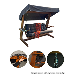 VİVA 2200 FSC Mix Credit 3 Kişilik Kanepe Olma Özellikli Ahşap Bahçe Balkon Teras Salıncağı/Antrasit