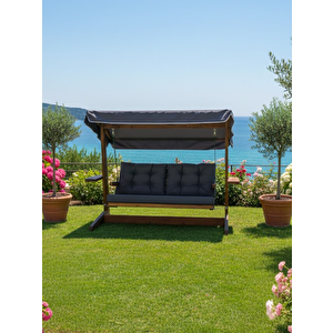 VİVA 2200 FSC Mix Credit 3 Kişilik Kanepe Olma Özellikli Ahşap Bahçe Balkon Teras Salıncağı/Antrasit