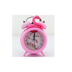 Flamingo Masa Saati, Alarmlı, İşikli, Pembe, 12x10 Pembe