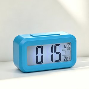 Işıklı Dijital Led Ekran Masa Saati - Alarm Tarih ve Isı Ölçer Modern Masa Üstü Saat Mavi