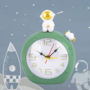 Astronot Masa Saati, Alarmlı, Yeşil, 14x11 Yeşil