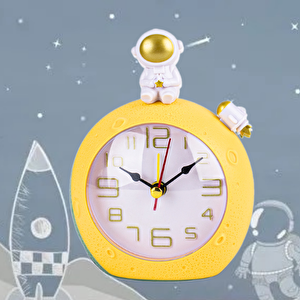 Astronot Masa Saati, Alarmlı, Sarı, 14x11 Sarı