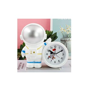 Astronot Masa Saati Alarmlı  Gri, 14x13 Gri