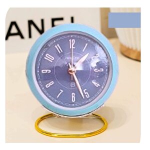 Yuvarlak Masa Saati Alarmlı İşikli, Mavi, 12x9 Mavi