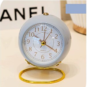 Yuvarlak Masa Saati Alarmlı İşikli, Mavi, 12x9 Mavi