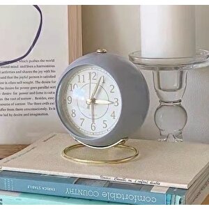 Yuvarlak Masa Saati Alarmlı İşikli, Mavi, 12x9 Mavi