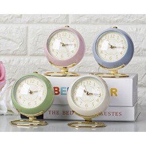 Yuvarlak Masa Saati Alarmlı İşikli, Mavi, 12x9 Mavi