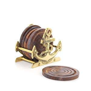 Pi̇ri̇nç Çapa Standlı Ahşap Bardak Altliği, 10x10