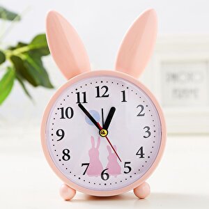 Tavşan Masa Saati, Alarmlı, Pembe, 16x11 Pembe