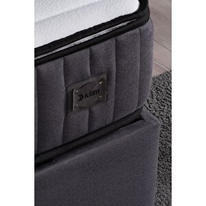 Royal Lux Sandıklı Baza Başlık Paket Yaylı Pedli Yatak Seti Antrasit
