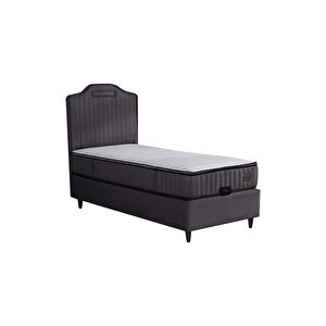 Royal Lux Sandıklı Baza Başlık Paket Yaylı Pedli Yatak Seti Antrasit 90x190 cm