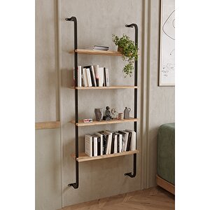 4 Raflı Duvara Monte Kitaplık Dekoratif Kitaplık Çam