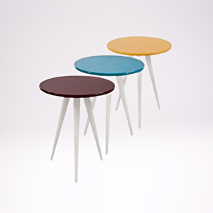 Zigon 12864 Model Sehpa Kayın Torna Retro Ayak Parlak 3 Renk Mdf Tabla El Yapım