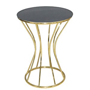 Brc 12729 Kumsaat Fiskos Model Sehpa Model Düz Siyah Temper Cam Gold El Yapım