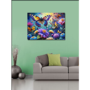 Kanvas Tablo Kelebekler Ve Çiçekler 70x100 cm