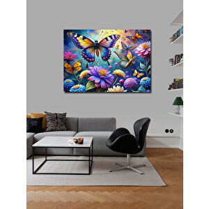 Kanvas Tablo Kelebekler Ve Çiçekler 70x100 cm
