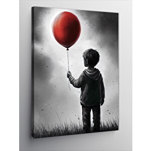Kanvas Tablo Kırmızı Balon Ve Küçük Çocuk 100x140 cm
