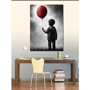 Kanvas Tablo Kırmızı Balon Ve Küçük Çocuk 100x140 cm