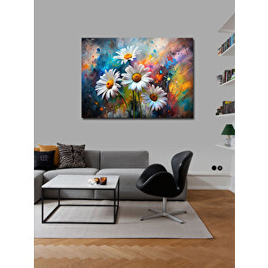 Kanvas Tablo Beyaz Papatyalar 100x140 cm