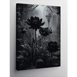 Kanvas Tablo Siyah Çiçekler 100x140 cm