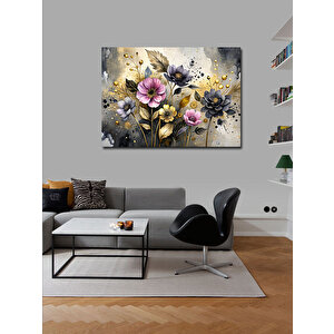 Kanvas Tablo Renkli Çiçekler Gri Fon 100x140 cm