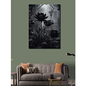 Kanvas Tablo Siyah Çiçekler 70x100 cm