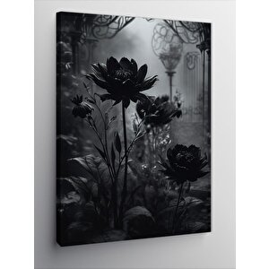 Kanvas Tablo Siyah Çiçekler