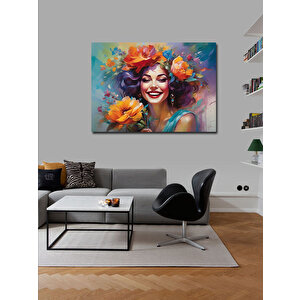 Kanvas Tablo Çiçekli Kadın 100x140 cm
