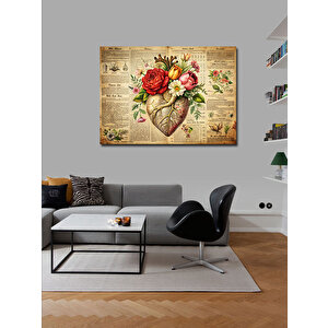 Kanvas Tablo Kalbi Sarmalayan Çiçekler 100x140 cm