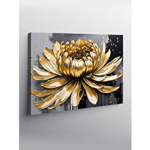 Kanvas Tablo Altın Rengi Çiçek 100x140 cm