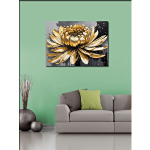 Kanvas Tablo Altın Rengi Çiçek 100x140 cm