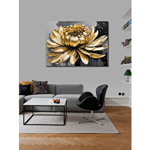 Kanvas Tablo Altın Rengi Çiçek 100x140 cm