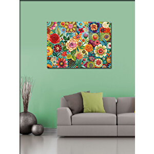 Kanvas Tablo Renkli Desenli Çiçekler 100x140 cm