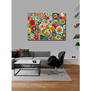 Kanvas Tablo Renkli Desenli Çiçekler 100x140 cm