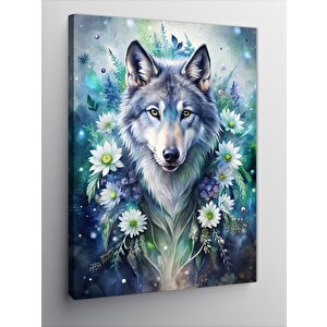 Kanvas Tablo Kurt Ve Çiçekler 70x100 cm