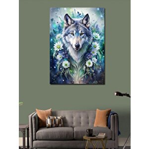 Kanvas Tablo Kurt Ve Çiçekler 70x100 cm