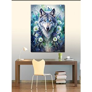 Kanvas Tablo Kurt Ve Çiçekler 70x100 cm