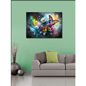 Kanvas Tablo Kelebek Ve Çiçekler 70x100 cm
