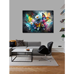 Kanvas Tablo Kelebek Ve Çiçekler 70x100 cm