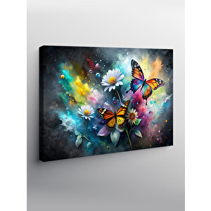 Kanvas Tablo Kelebek Ve Çiçekler 100x140 cm