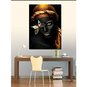 Kanvas Tablo Afrikalı Kadın Ve Kelebek 70x100 cm
