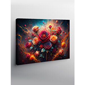 Kanvas Tablo Kırmızı Güller Ve Çiçekler 100x140 cm