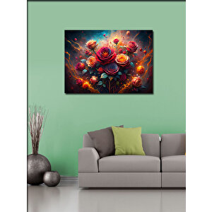 Kanvas Tablo Kırmızı Güller Ve Çiçekler 100x140 cm
